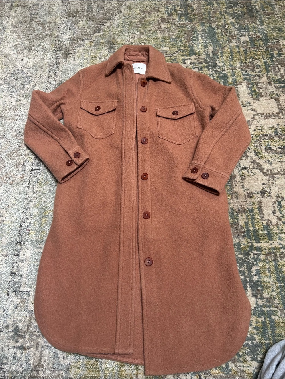 Wilfred Rust Brown Button-Front Wool Blend Coat